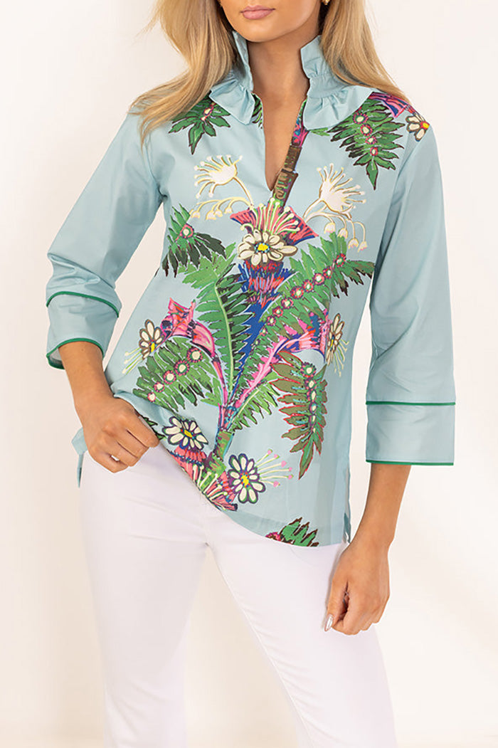 Ruffle Collar Floral Top