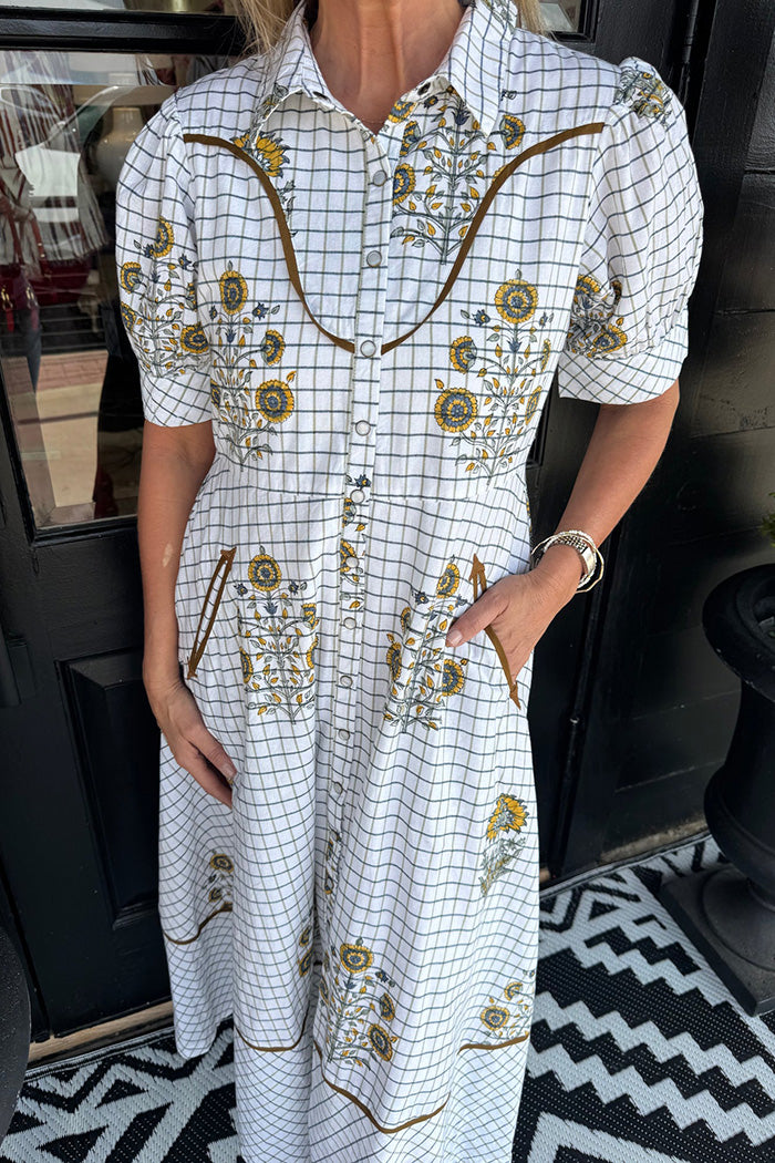 Western Flair Pocketed Midi Dress