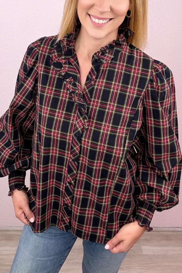 Casual Check Pattern Top