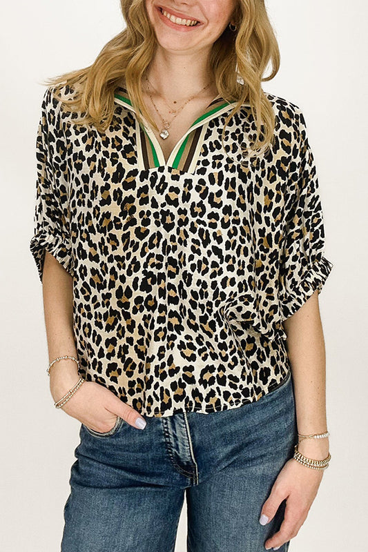 Casual V-Neck Leopard Top