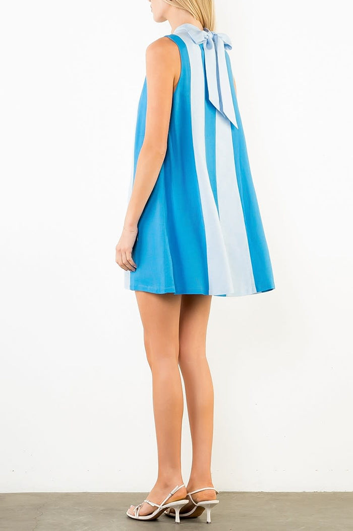 Colorblock Striped Sleeveless A-Line Dress