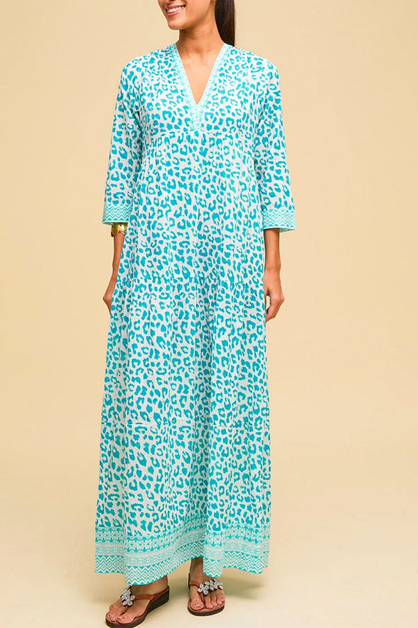V-Neck Print Maxi Dress