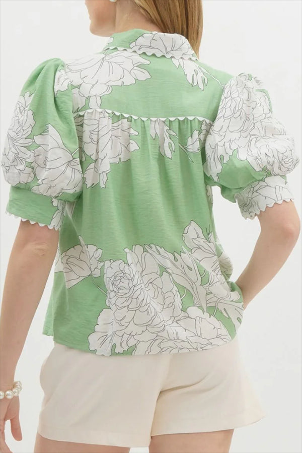 Puff Sleeve Floral Top
