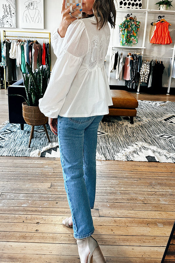 Lace Detail Pleated Top