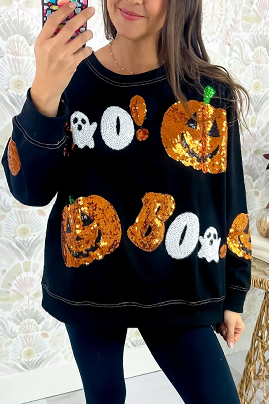 Casual Pumpkin Sequin Top