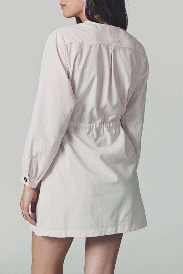 Waist Drawstring Pocket Dress