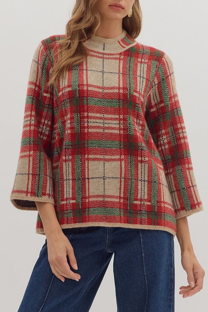 Traditional Plaid Knit Sweater