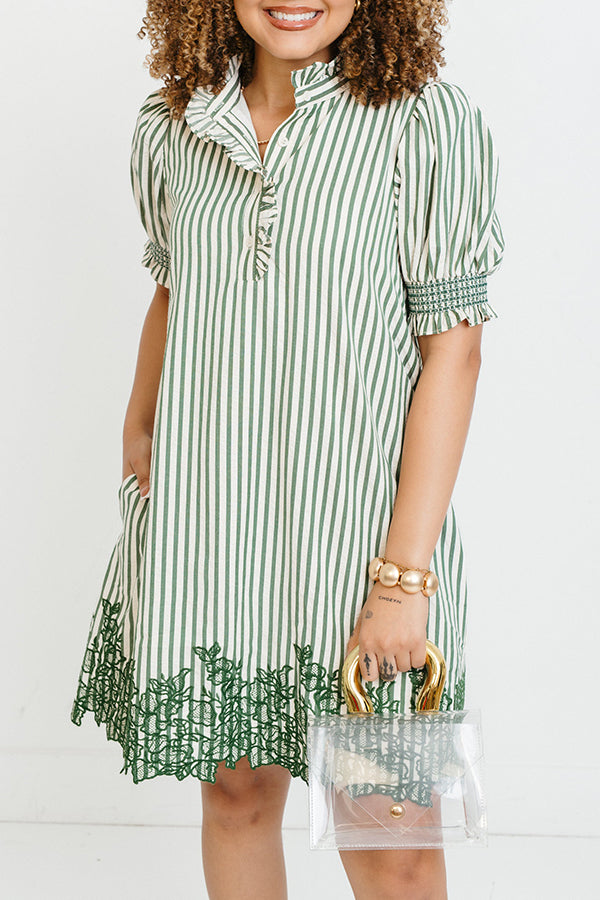 Ruffles Collar Puff Sleeves Dress