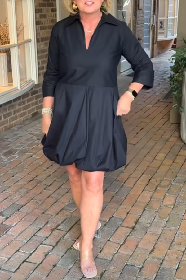 Casual Solid Color Bubble Dress