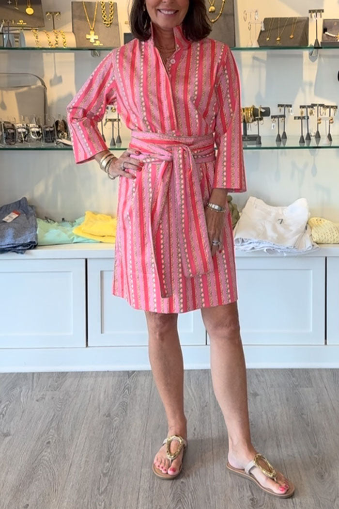 Multicolor Stripe 3/4 Sleeve Dress