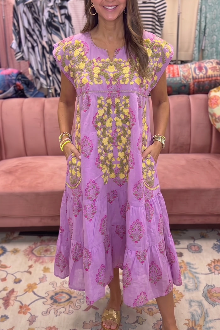 Lavender Floral Pocket Dress