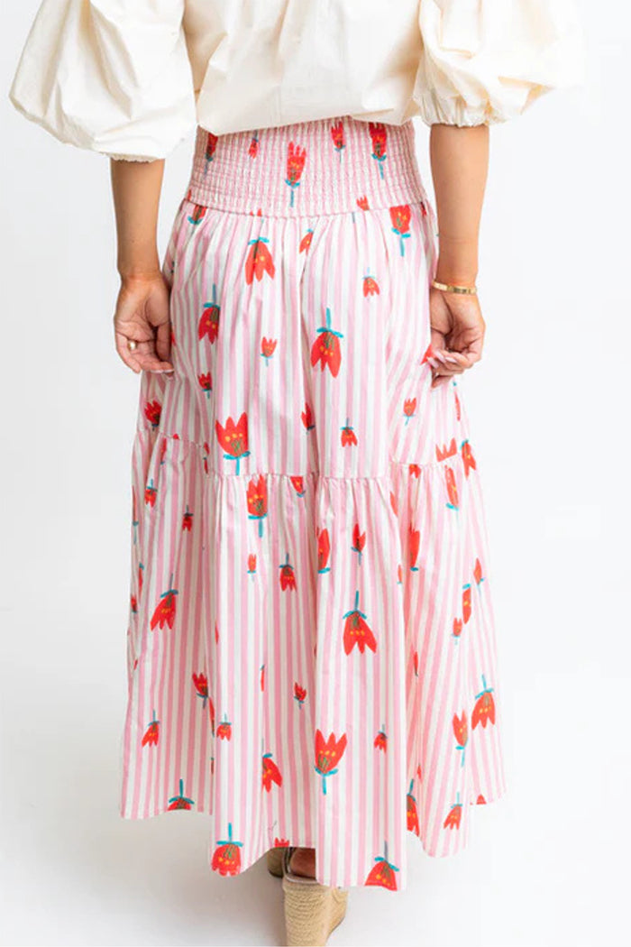 Stripe Smocked Maxi Skirt