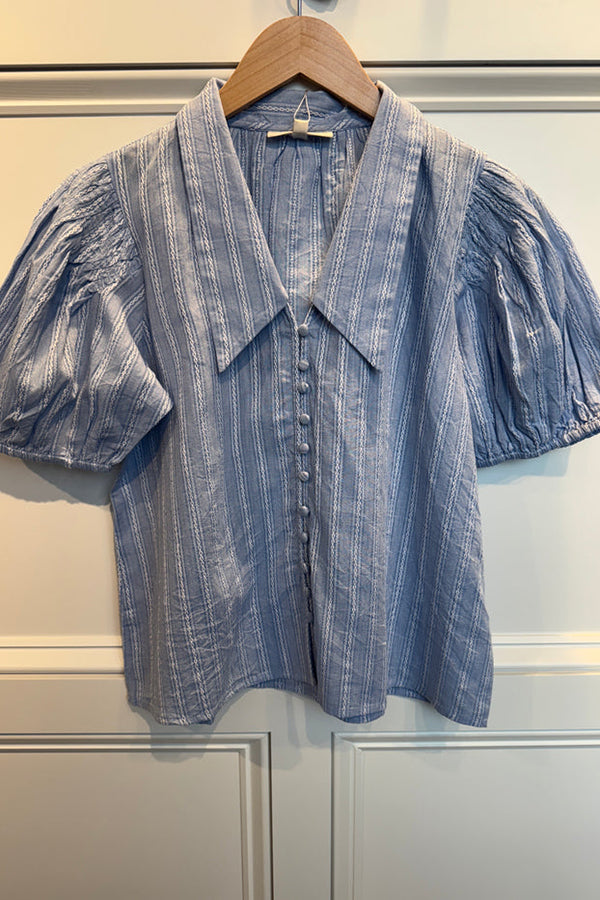 Casual Blue Pin Stripe Top