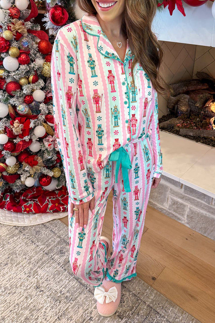 Nutcracker Blush Striped Ruffle Pajama Set