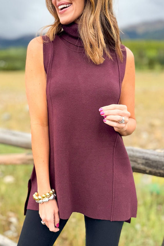 Sleeveless Mock Neck Sweater