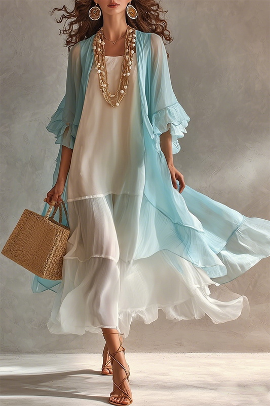 Ruffled Sleeve Two Piece Set