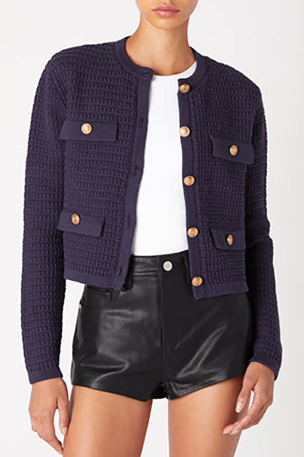 Casual Golden Button Knit Cardigan