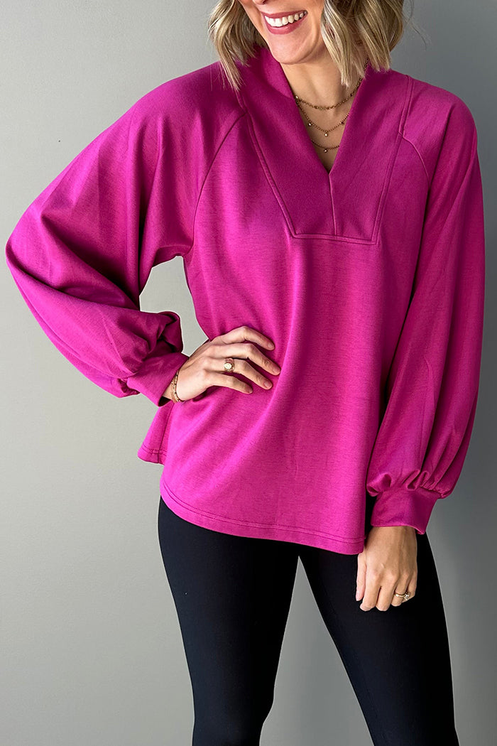 Casual V-Neck Long Sleeve Top