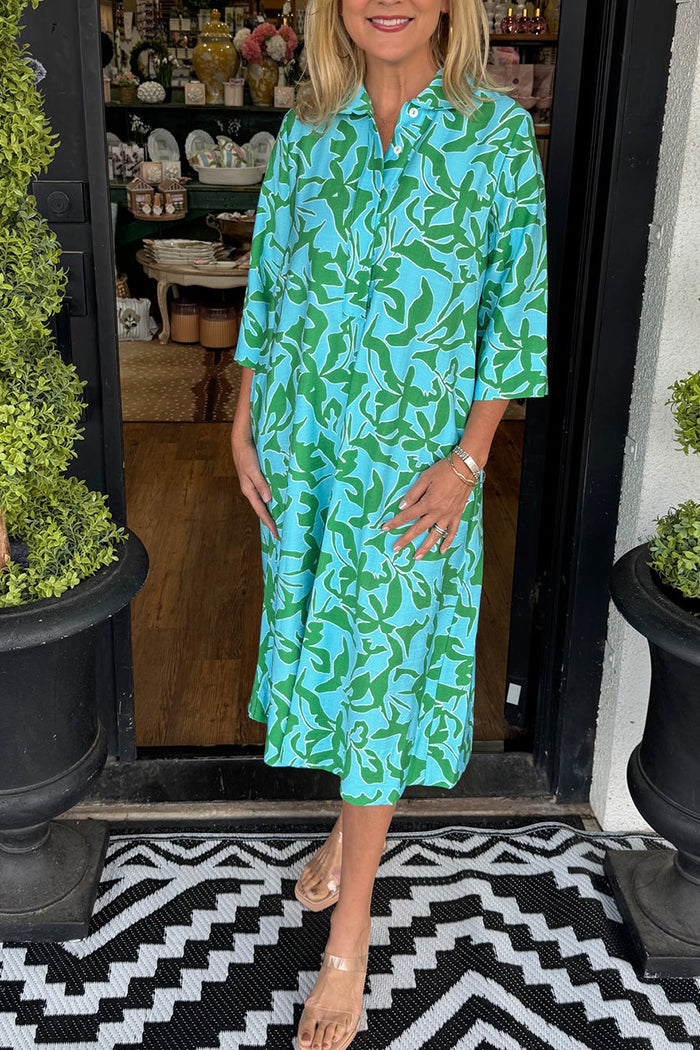 Printed Collared Swing Dress