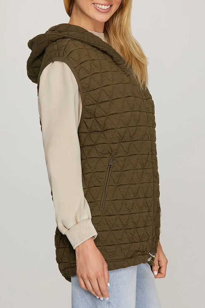 Zip Up Hooded Quilt Vest
