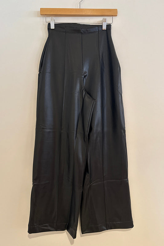High Waist Leather Wide Leg Pants