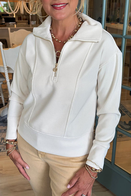 Casual Solid Color Zipper Top