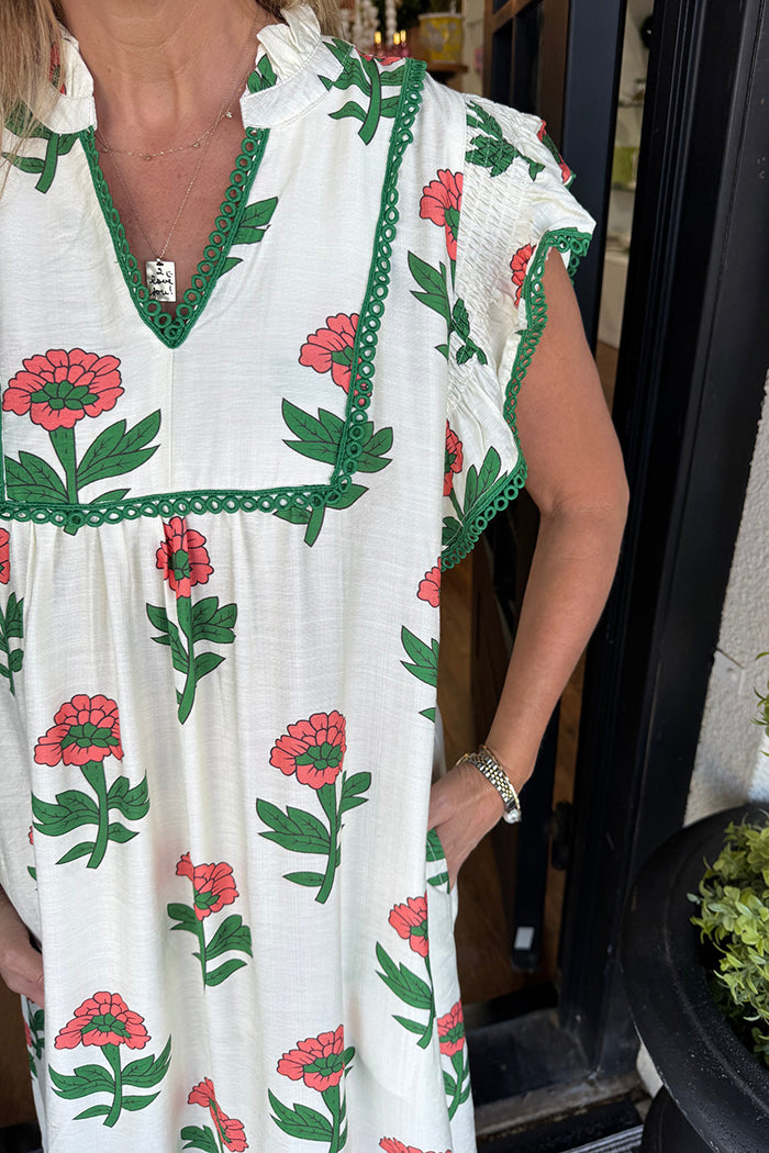 Flutter Sleeve Floral Tiered Maxi Dress