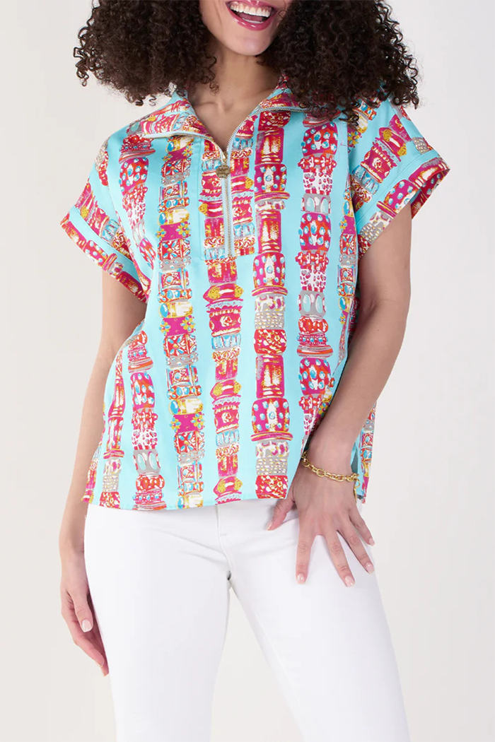 3/4 Zip Neckline Pullover Top