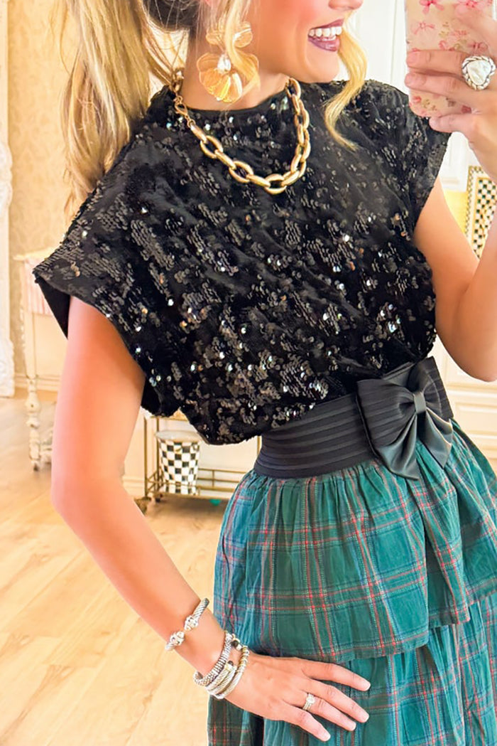 Sequin Short Sleeve Top