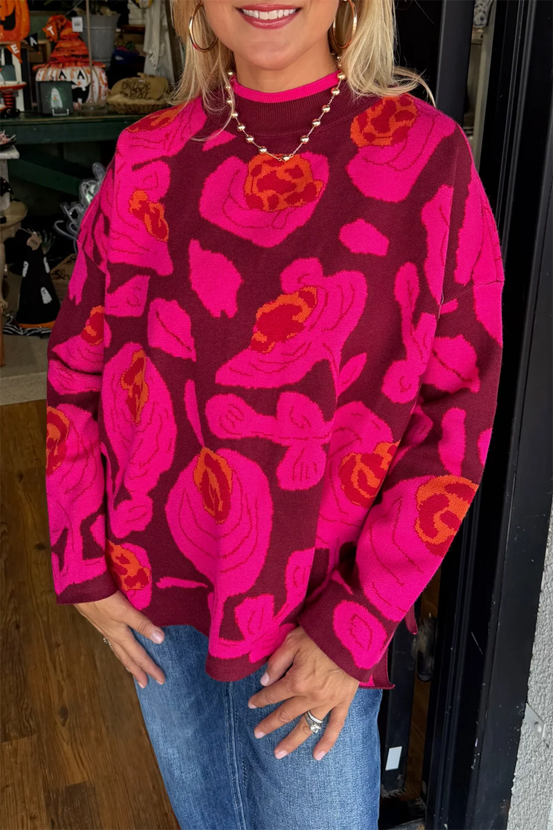 Soft Fabric Floral Pattern Sweater