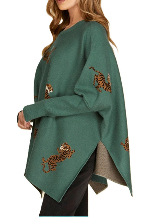 Animal Print Slit Sweater