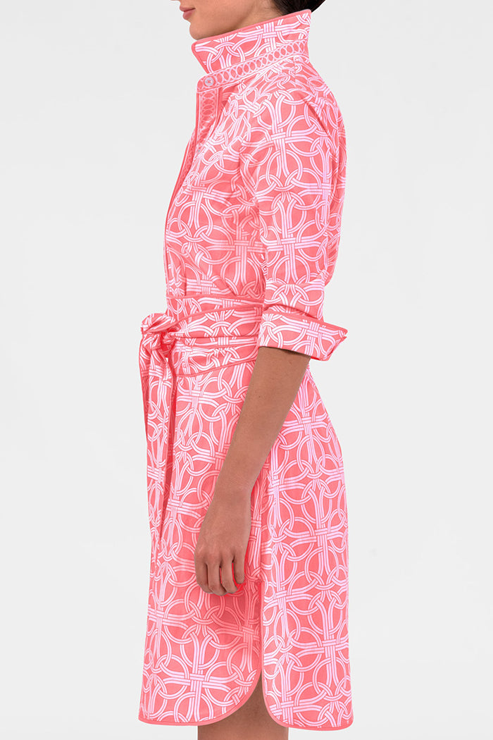 Belted Pastel Printed Shirt Dress