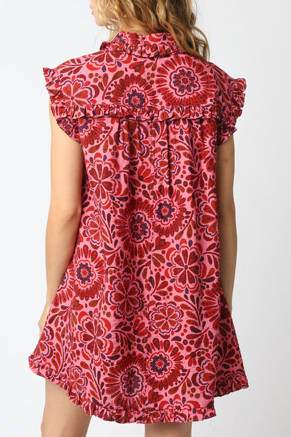 Floral Ruffled Sleeve Dress