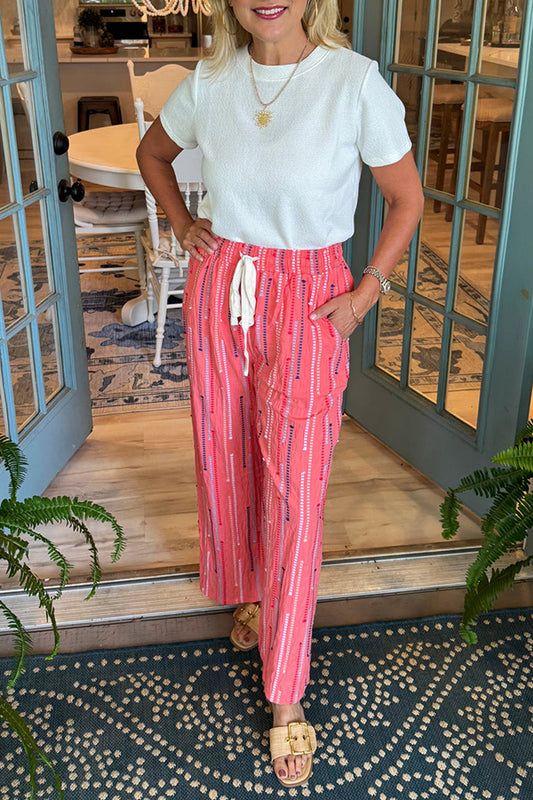 Casual Tie Belt Pocket Pants