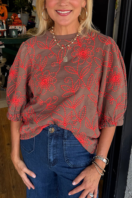 Floral Vines Knit Top