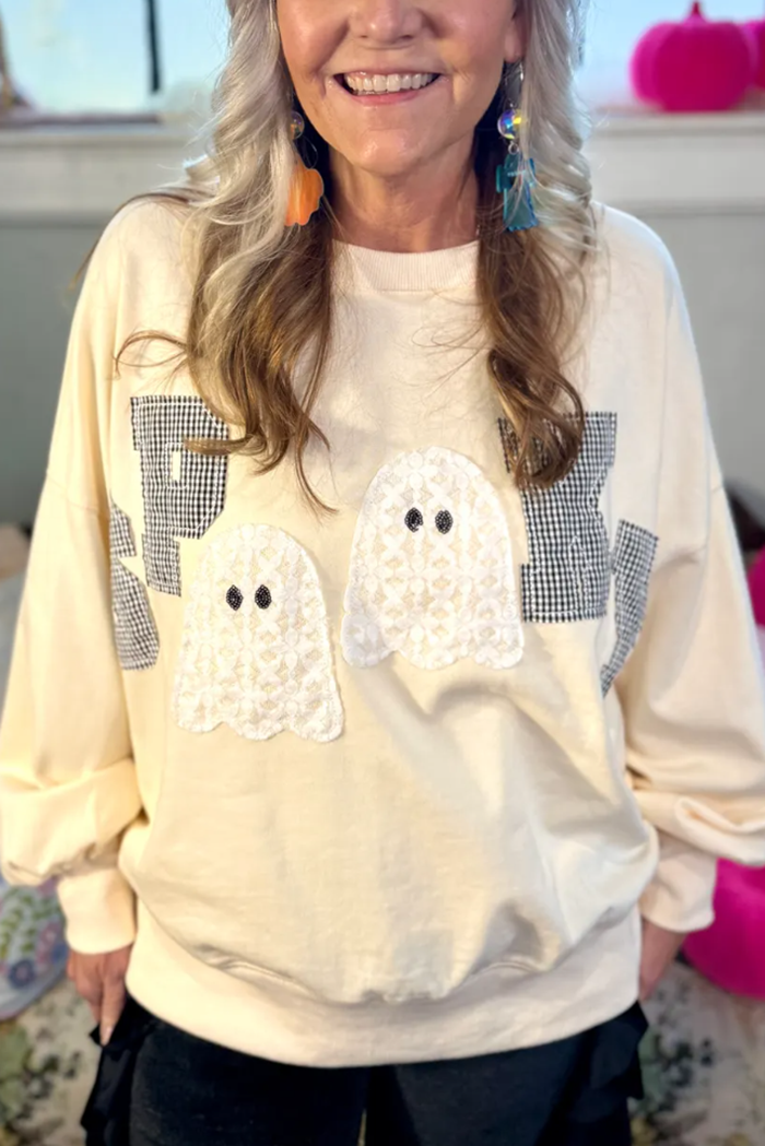 Casual Spooky Patchwork Sweatshirt