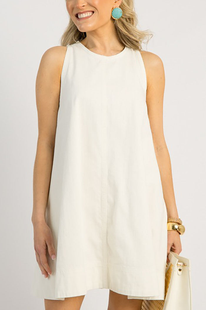 Solid Color Sleeveless Pocket Dress