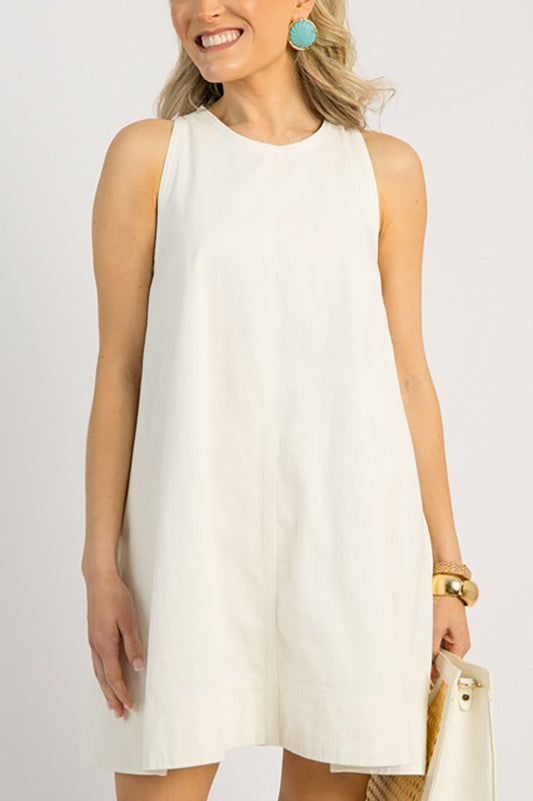 Solid Color Sleeveless Pocket Dress