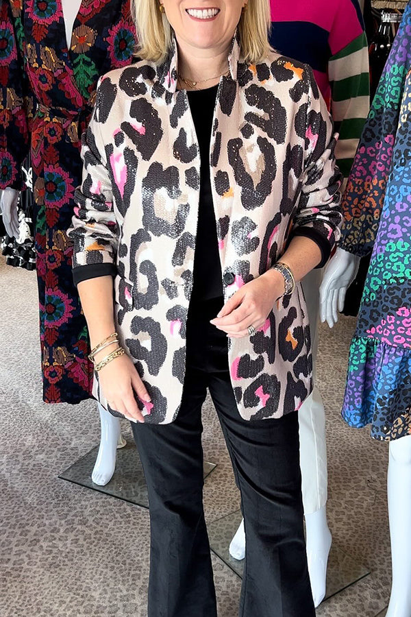 Animal Print Sequin Blazer