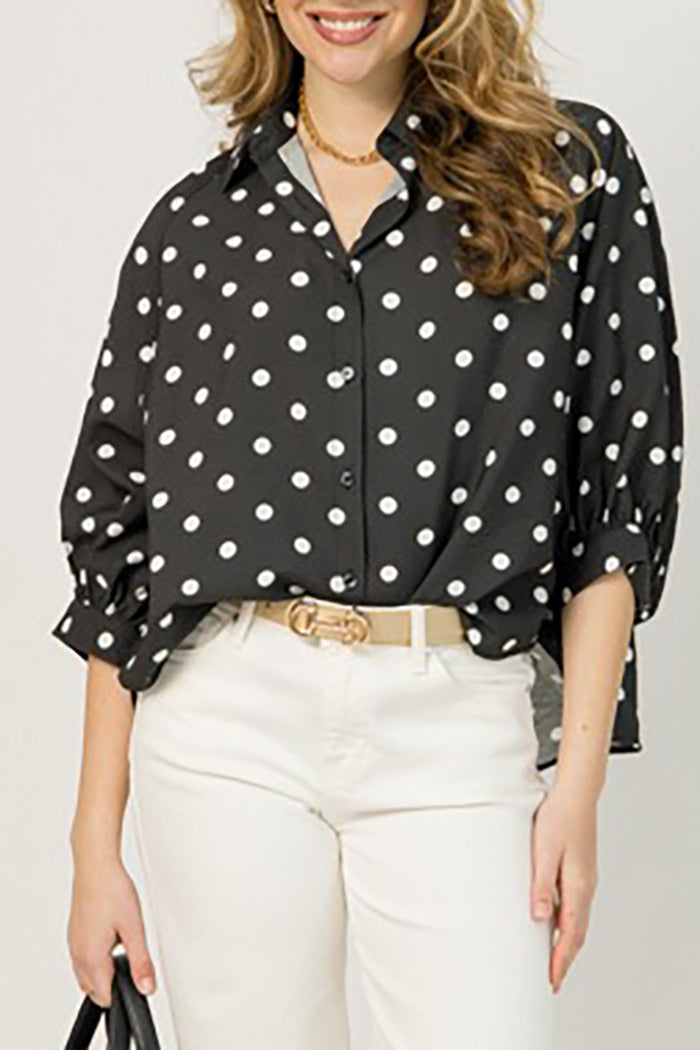 Polka Dot Button Down Top