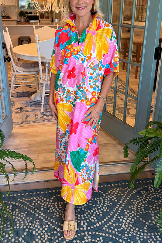 Slit Hem Flowers Dress