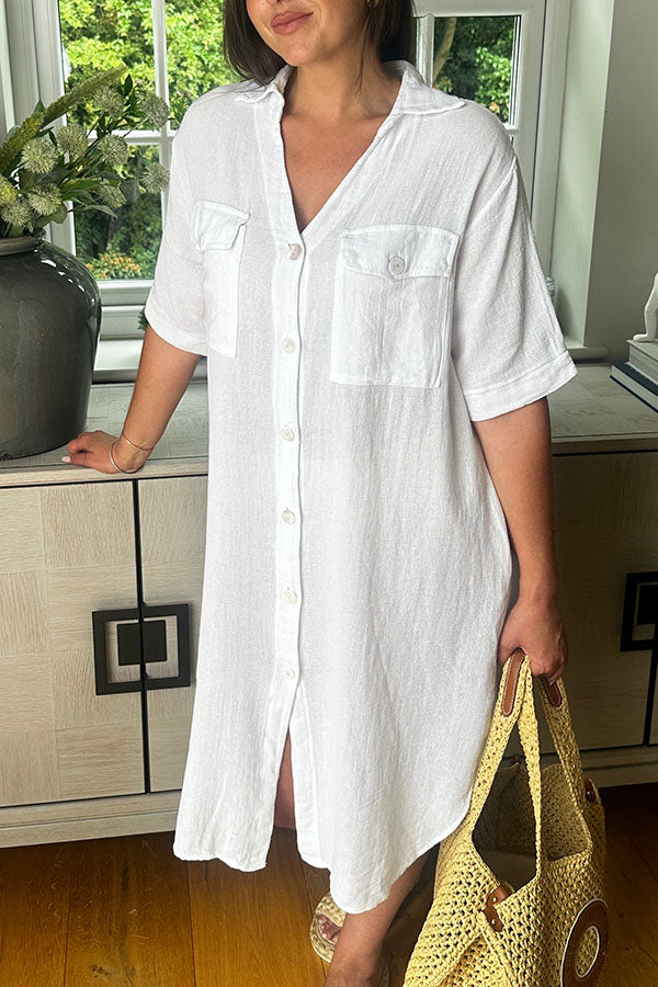 Casual Solid Color Pocket Dress