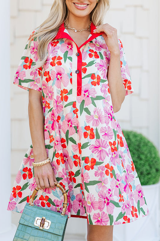 Casual Floral Pocket Dress