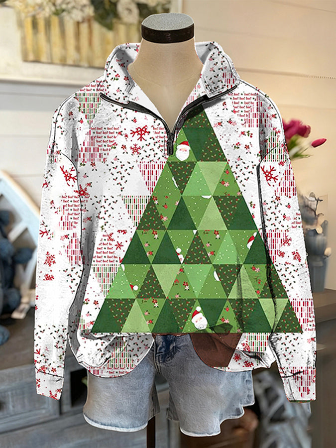 Casual Christmas Tree Pattern Top