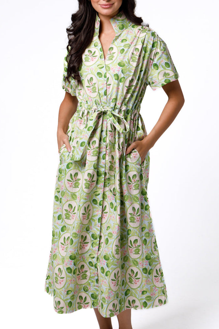 Belted Pocket Floral Midi Dress