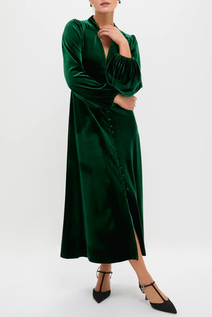 Casual Velvet Button Dress