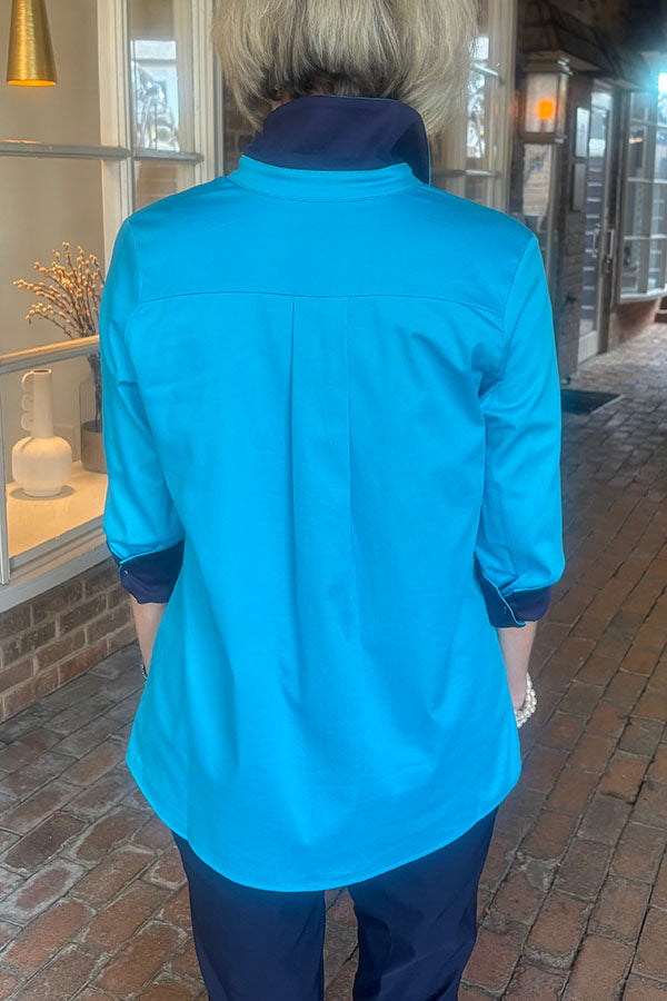 Casual Color Blocked Cuff Shirt