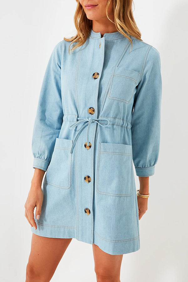 Waist Drawstring Pocket Dress