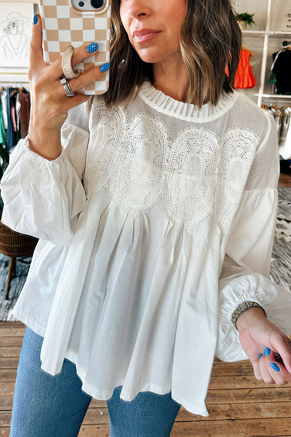 Lace Detail Pleated Top