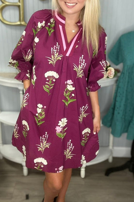 Casual Wildflower Pattern Dress